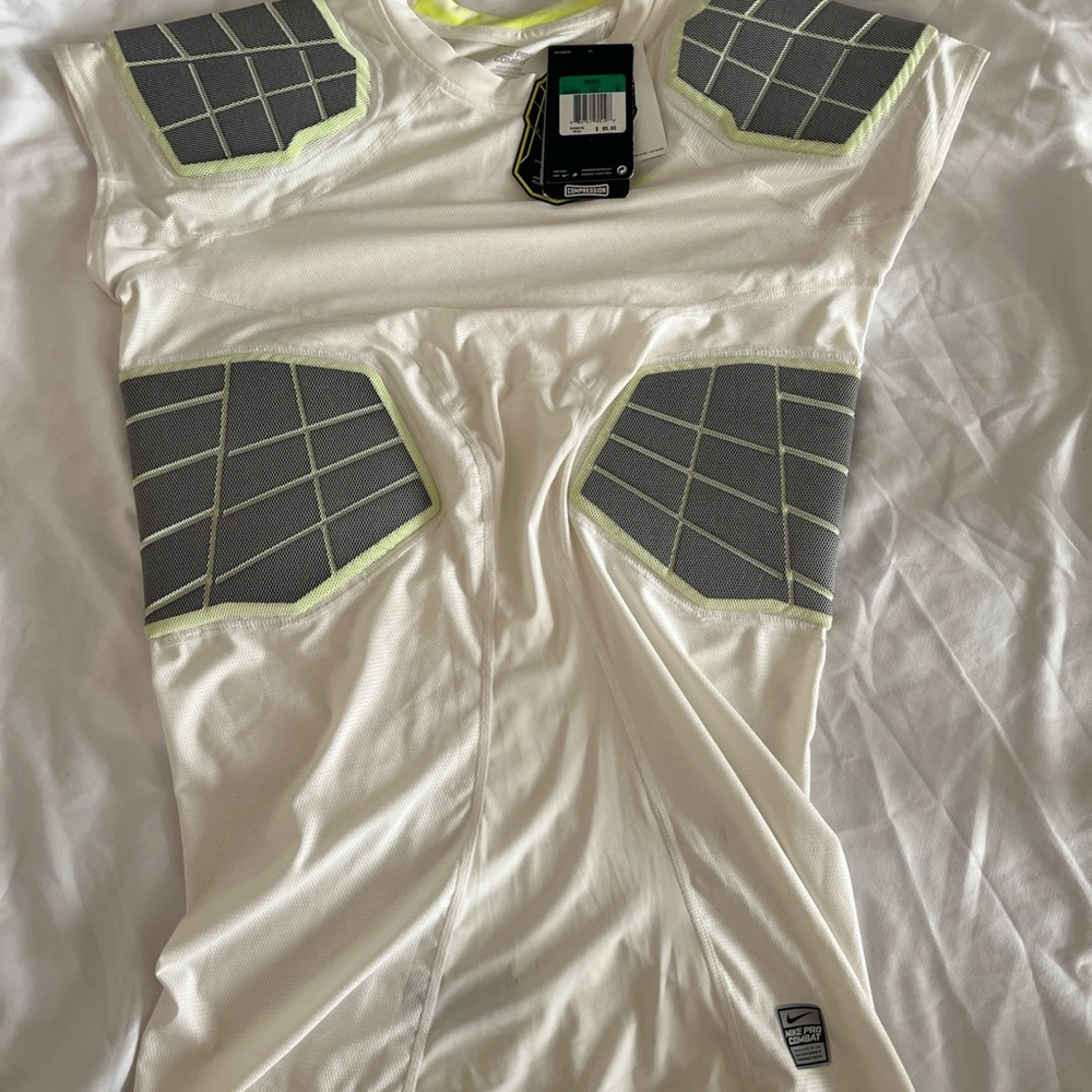 Nike Pro Combat compression 4-pad White Athletic short sleeve shirt